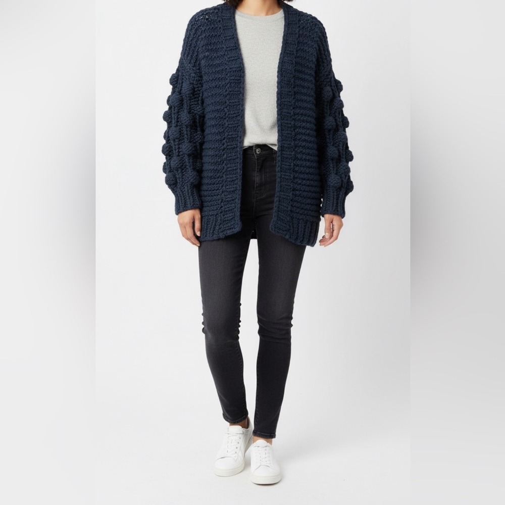 Blue Chunky Knit Cardigan